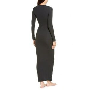 SKIMS Fits Mock Neck Long Sleeve Maxi Rib Dress Lounge Dress Black  M
